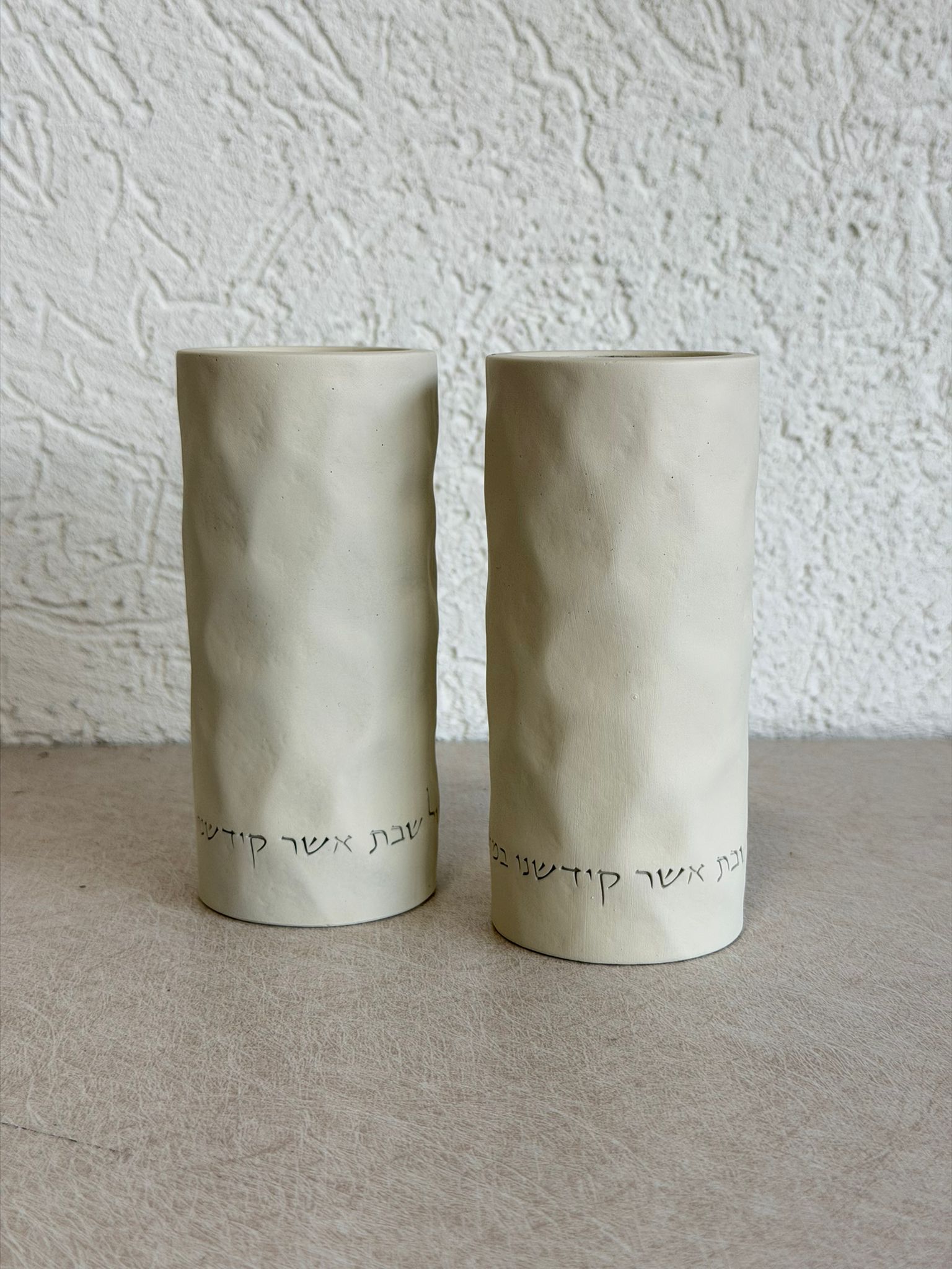 זוג פמוטי נרות מהודר – שמנת